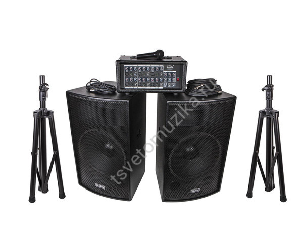 ZH0602D15LS Комплект акустической системы, микшер, микрофон, кабели, 2х250Вт