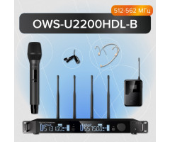 OWS-U2200HD01L02-B Двухканальная радиосистема, ручной, головной, петличный микрофон, Октава
