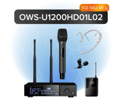 OWS-U1200HD01L02 Беспроводная система с ручным передатчиком, головным и петличным микрофоном, Октава