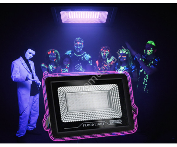 Ультрафиолетовый прожектор 100 Вт — мощный LED-светильник (UV 390–400 нм, IP65)